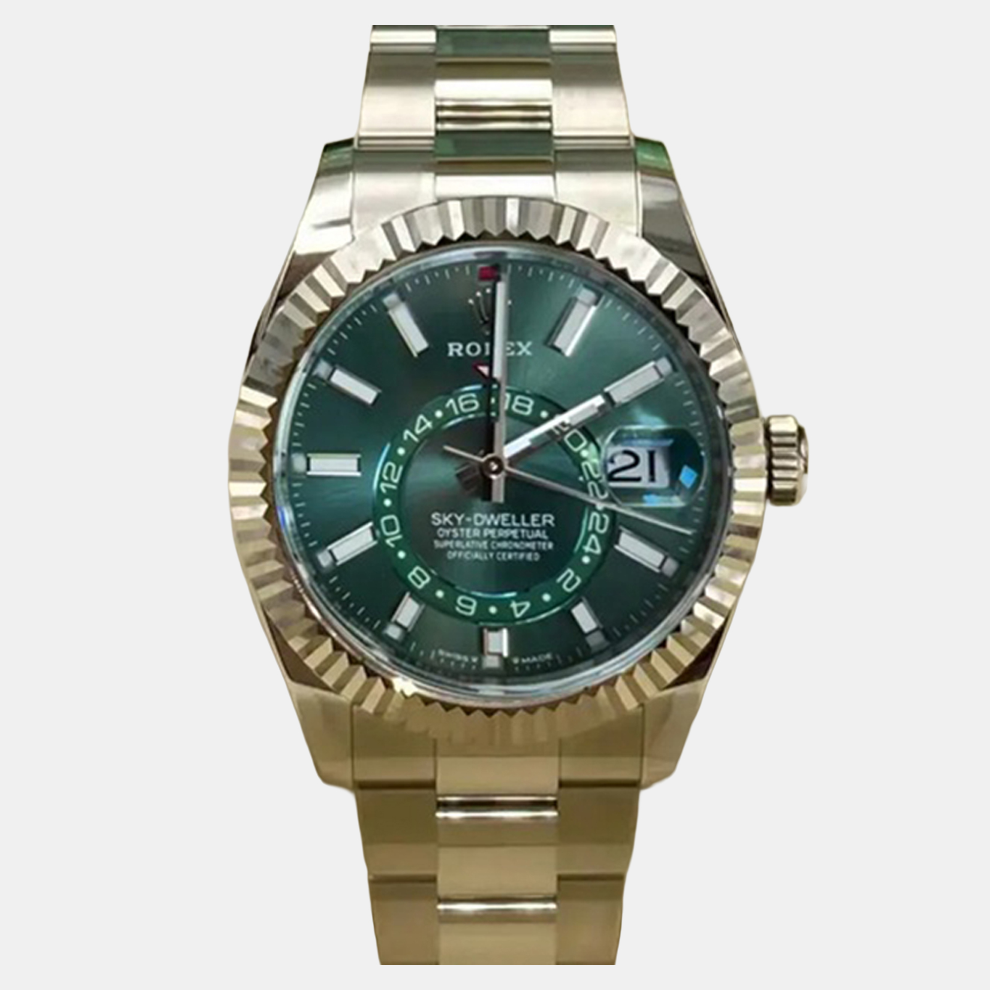 

Rolex Sky-Dweller 336934 Automatic Green Dial Stainless Steel 18k White Gold Men's Wristwatch 42 mm
