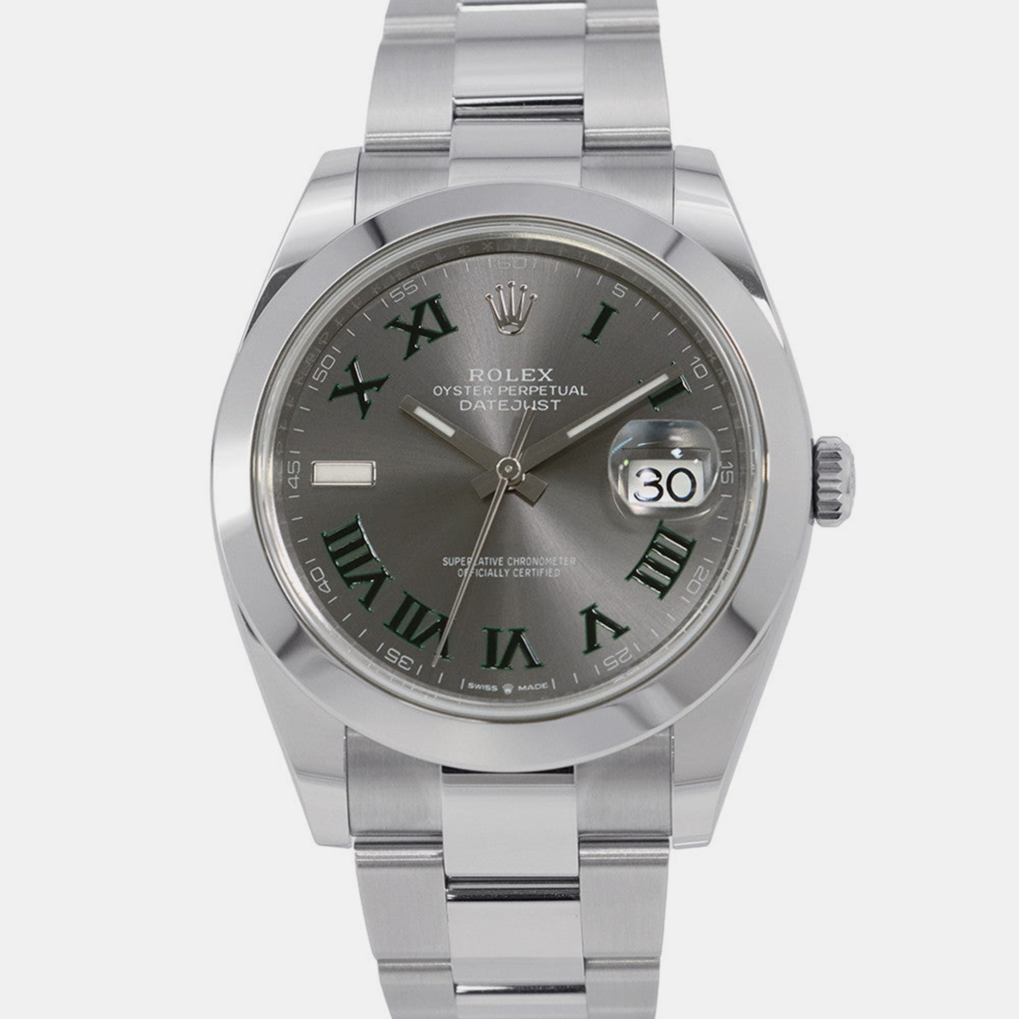 Pre-owned Rolex Datejust 126300 Automatic Grey Stainless Steel Men's Wristwatch 41 Mm In Gray