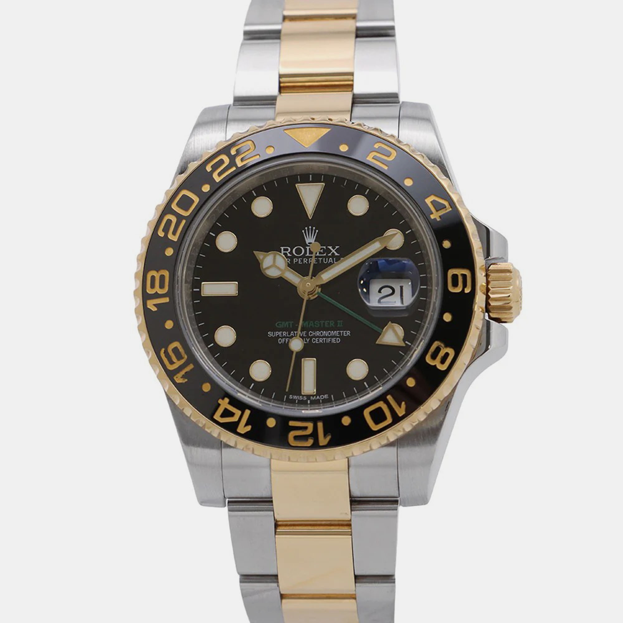 Rolex GMT-Master II 116713LN Automatic Black 18k Yellow Gold Stainless Steel Men’s Wristwatch 40 mm