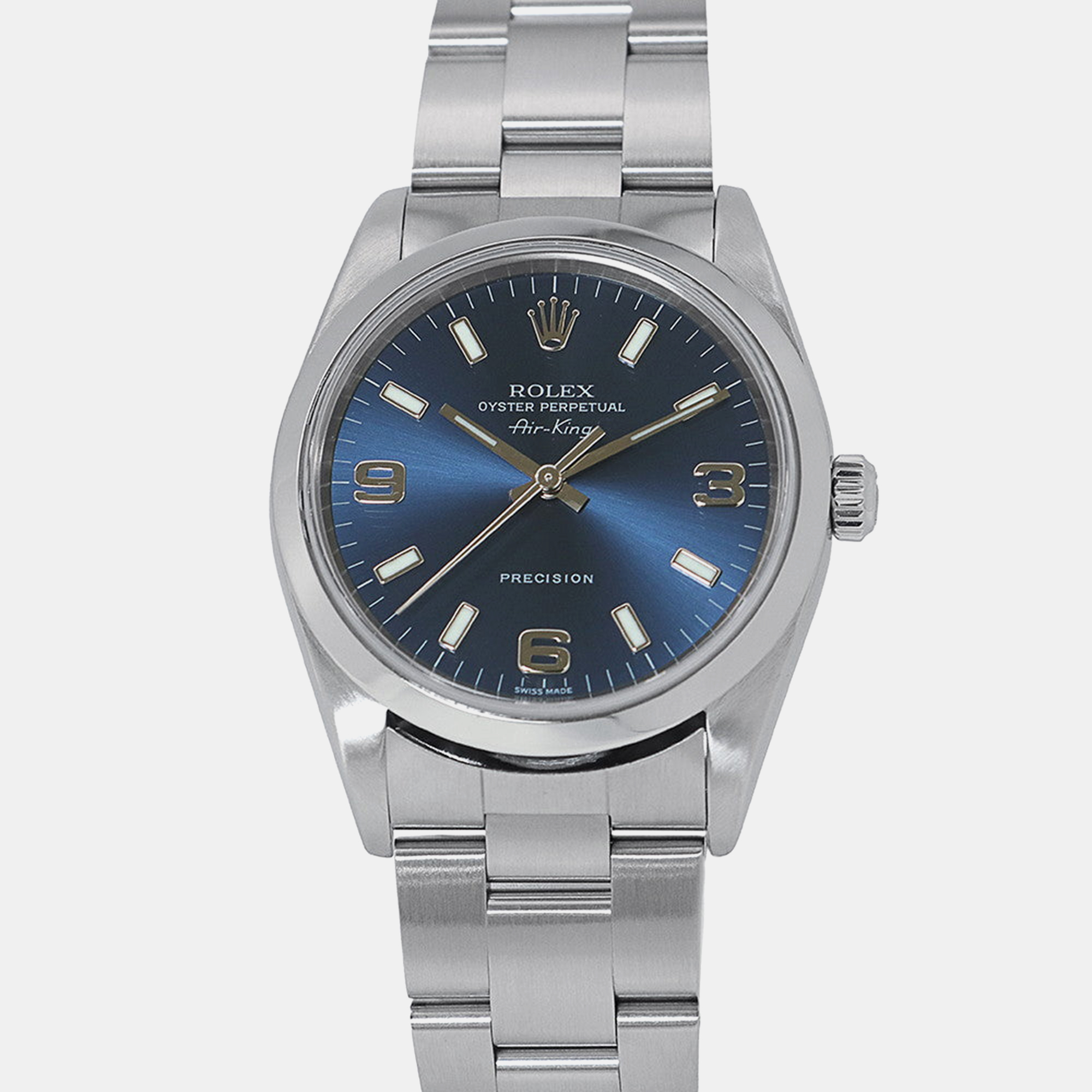 Rolex Air-King 14000M Automatic Blue Stainless Steel Men’s Wristwatch 34 mm