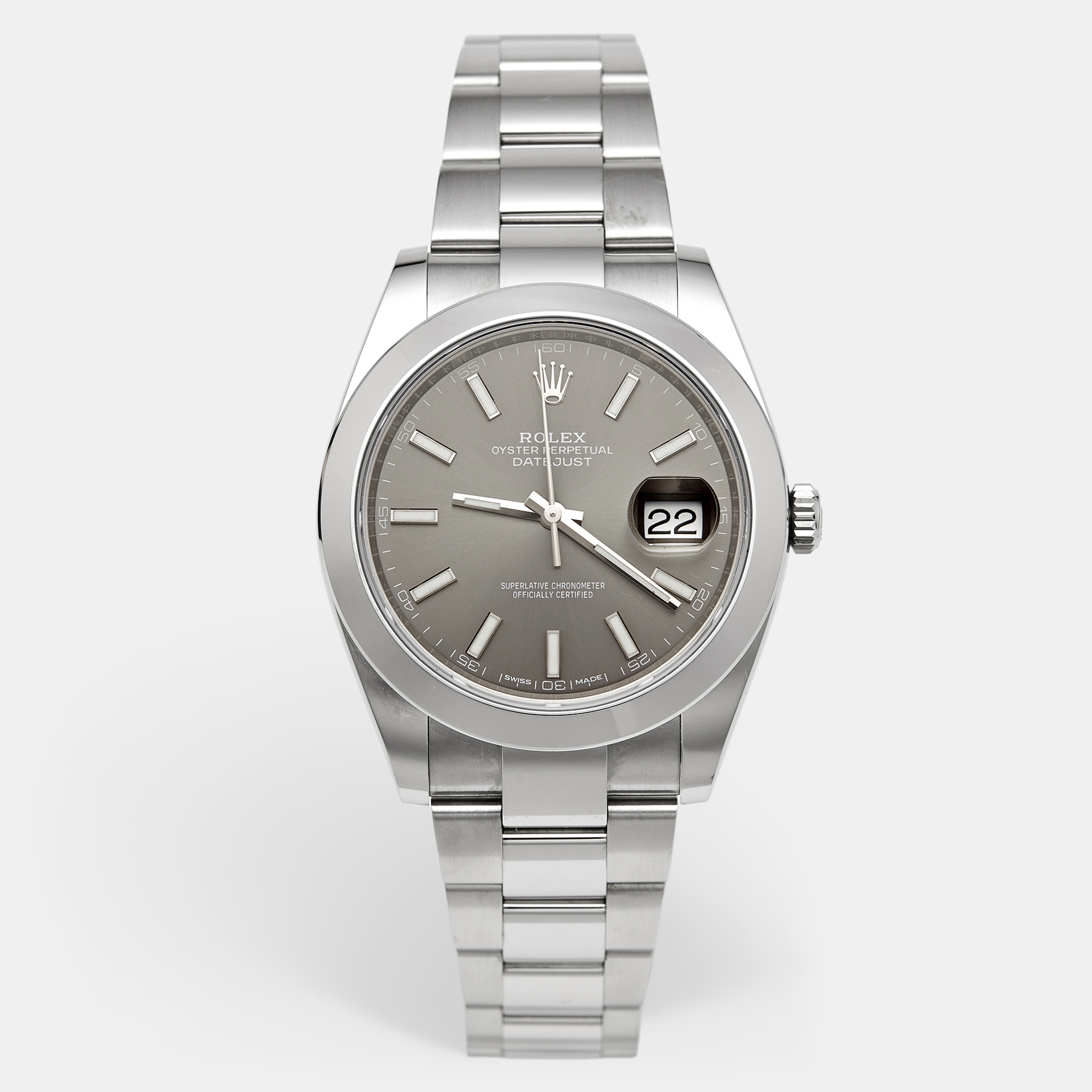 

Rolex Datejust M126300-0007 Grey Dial Oystersteel Men's Wristwatch, Silver