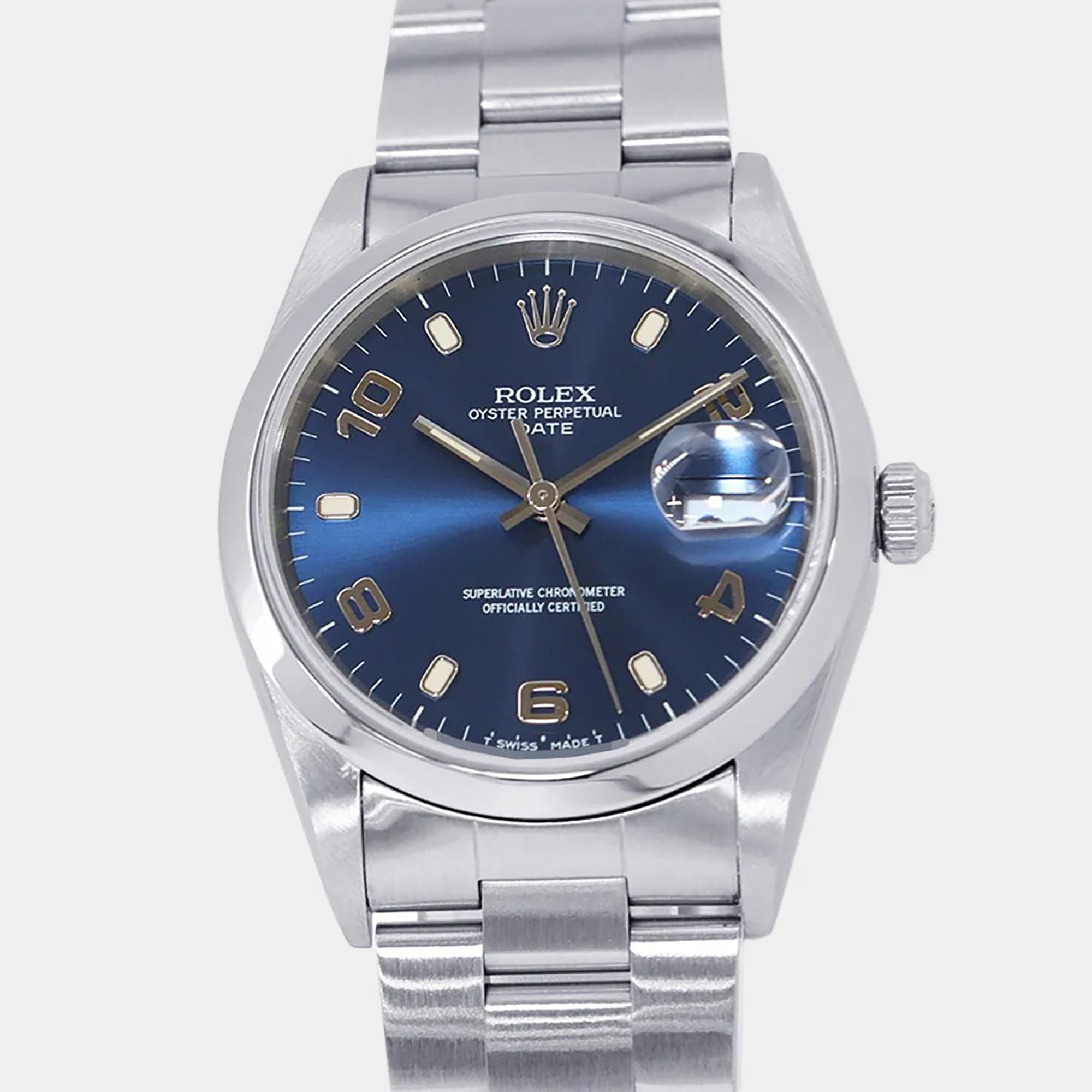 Rolex Oyster Perpetual 15200 Blue Stainless Steel Automatic Men’s Wristwatch 34mm
