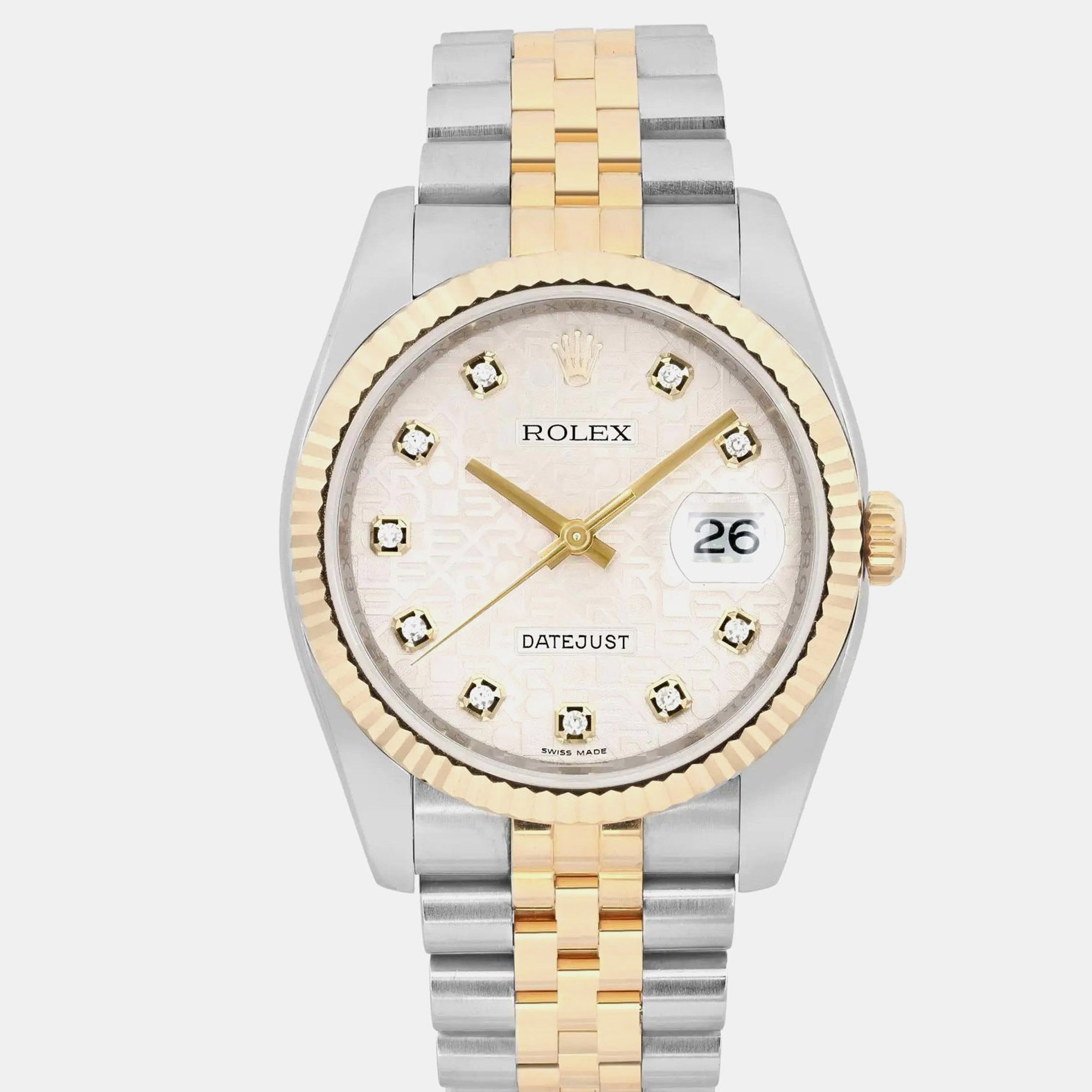 Rolex Silver Datejust 116233 Yellow Gold, Stainless Steel Automatic Men’s Wristwatch 36mm
