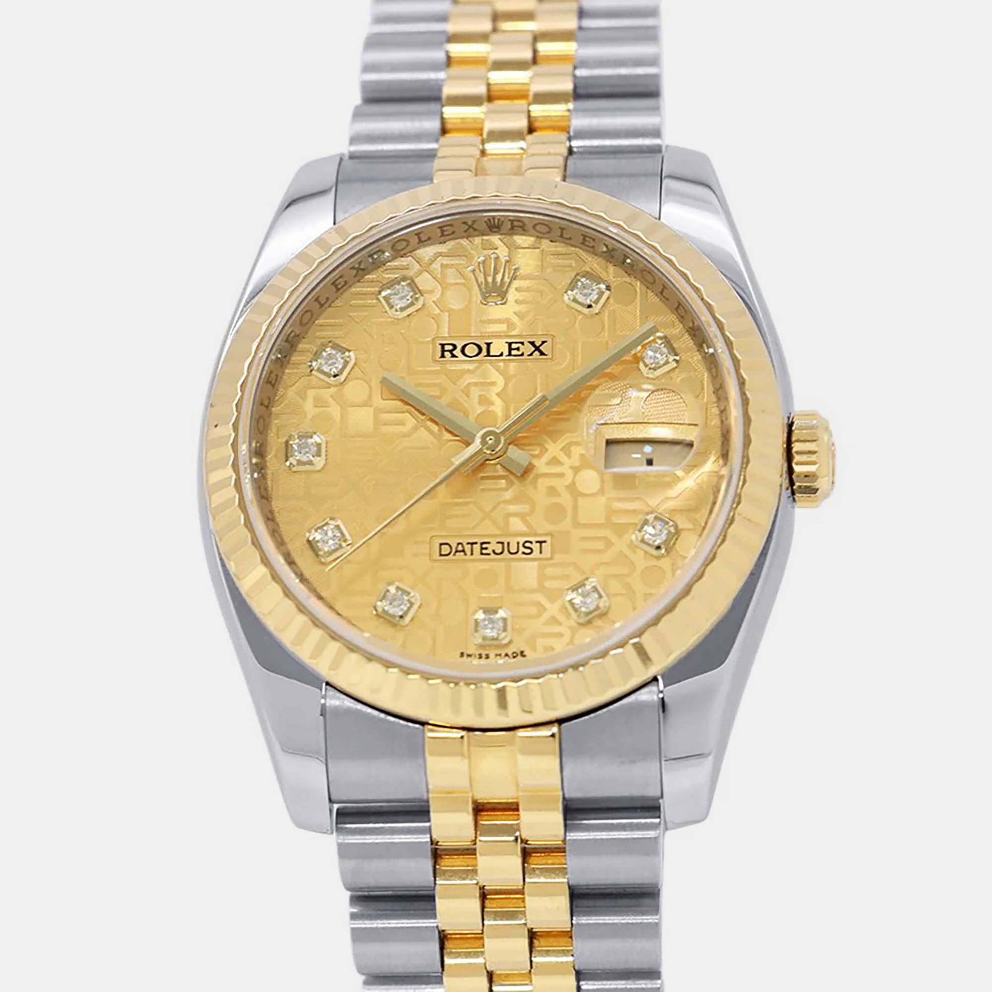 

Rolex Gold Yellow Gold, Stainless Steel, Diamond Datejust 116233 Automatic Men's Wristwatch