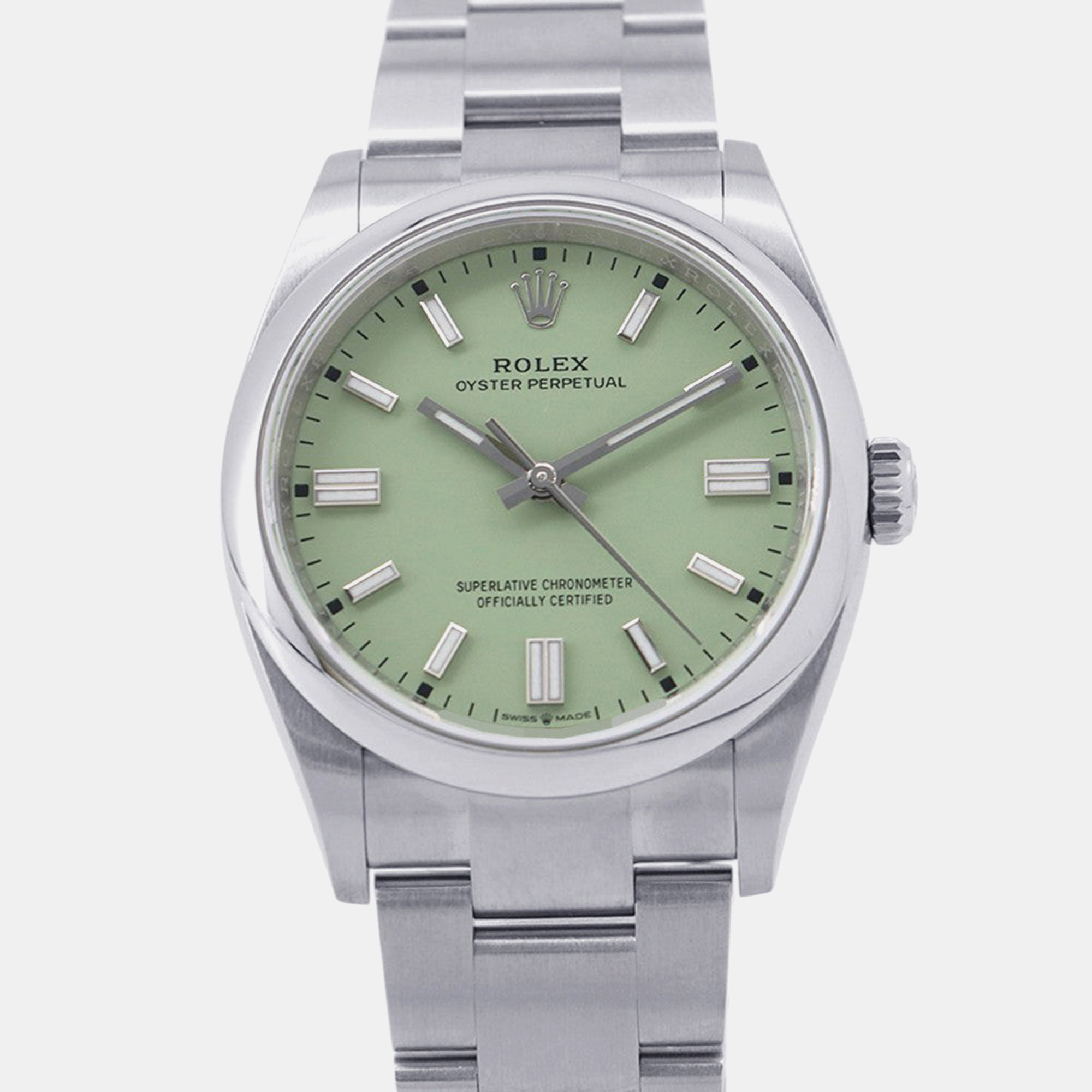 

Rolex Green Oyster Perpetual 126000 Stainless Steel Automatic Men's Wristwatch