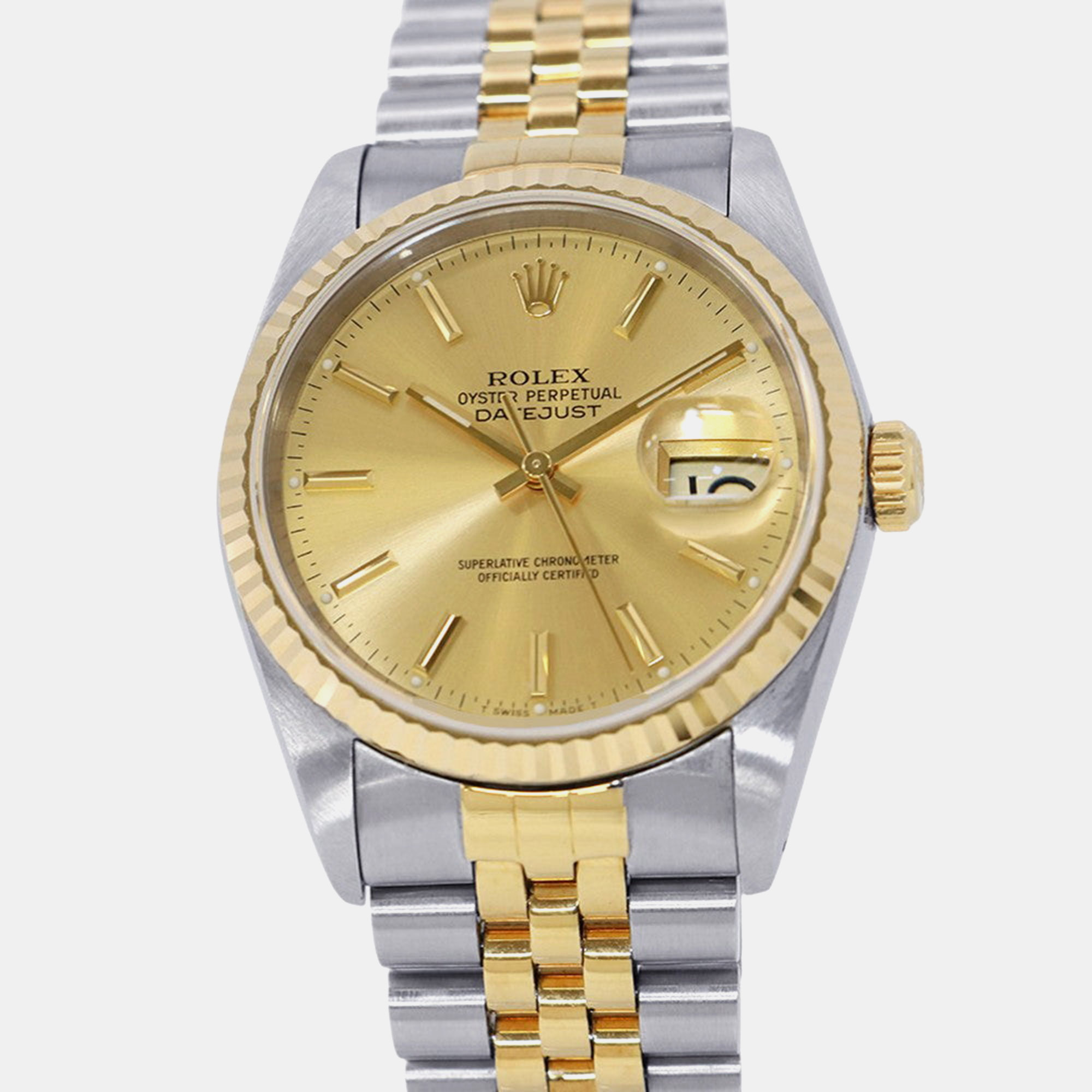 Rolex Gold Yellow Gold, Stainless Steel Datejust 16233 Automatic Men’s Wristwatch 36mm