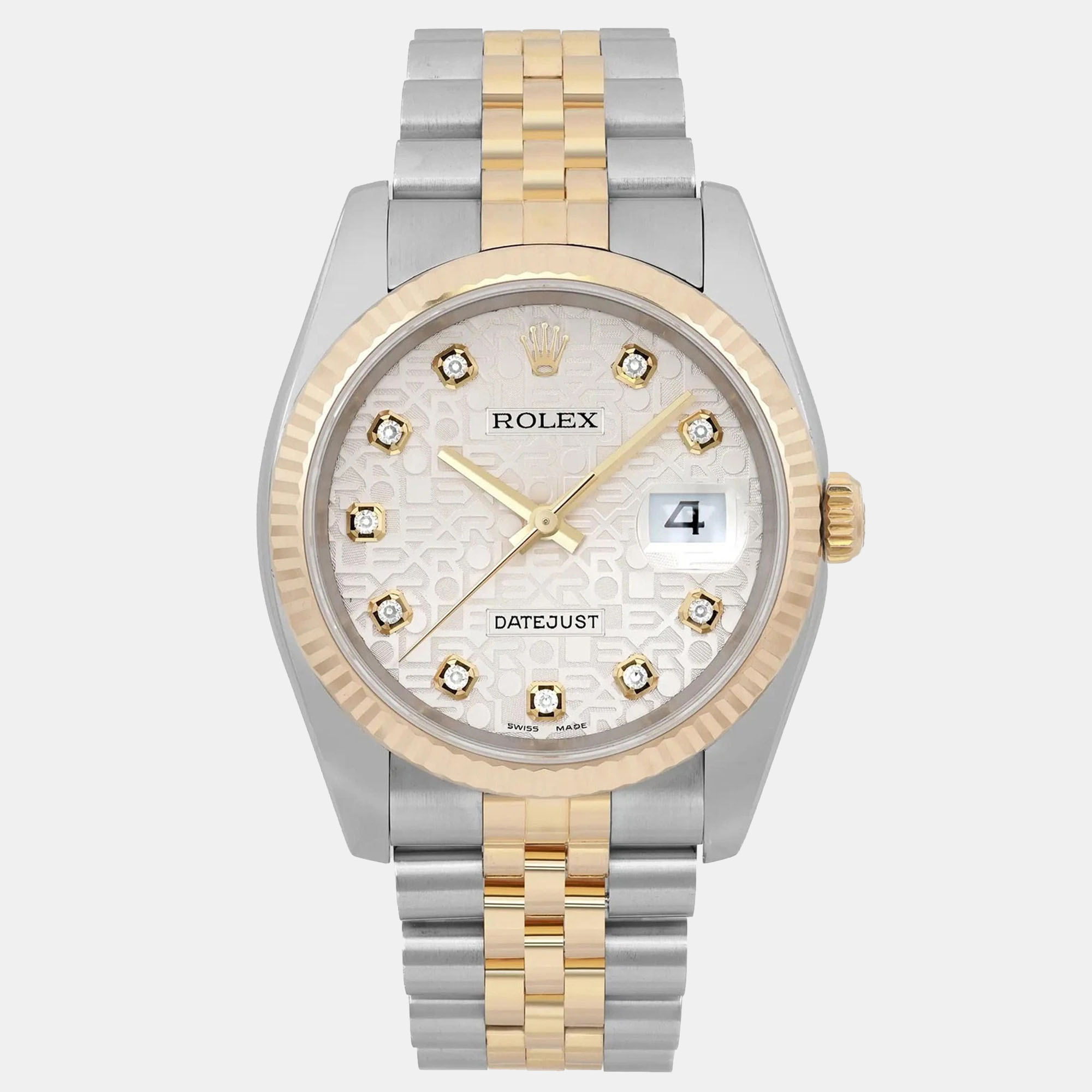 Rolex Datejust 116233 Silver Rose Gold, Stainless Steel, Diamond Automatic Men Wristwatch 36mm