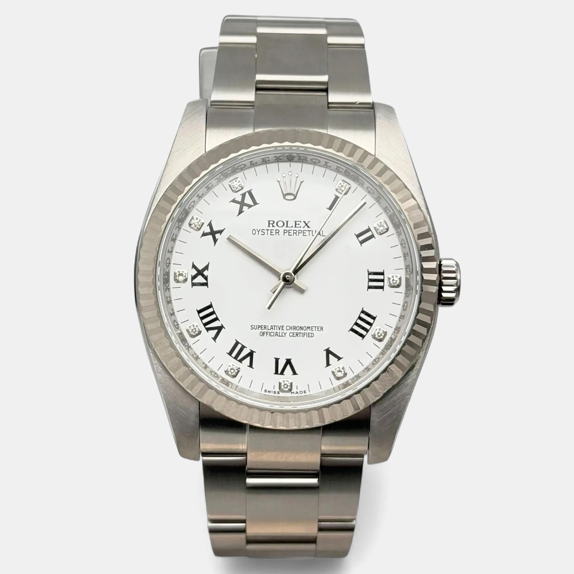 

Rolex Oyster Perpetual 116034 White Stainless Steel Automatic Men Wristwatch