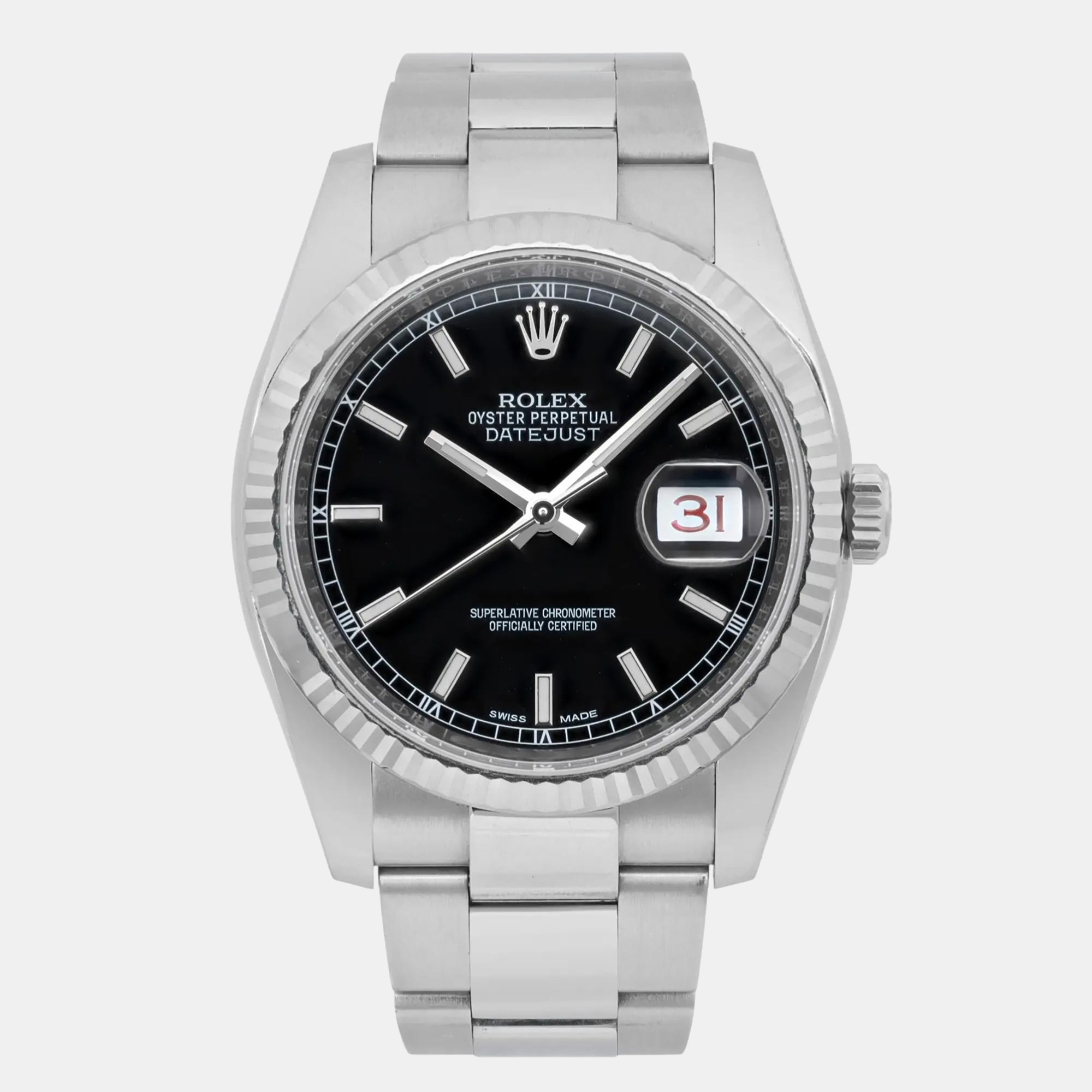 

Rolex Datejust 116234 Black Stainless Steel Automatic Men Wristwatch