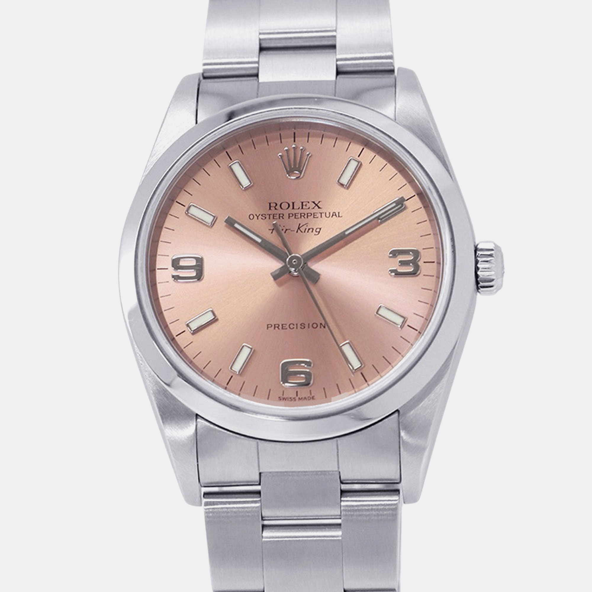 Rolex Air-King 14000M Automatic Pink Dial Stainless Steel Men’s Wristwatch 34mm