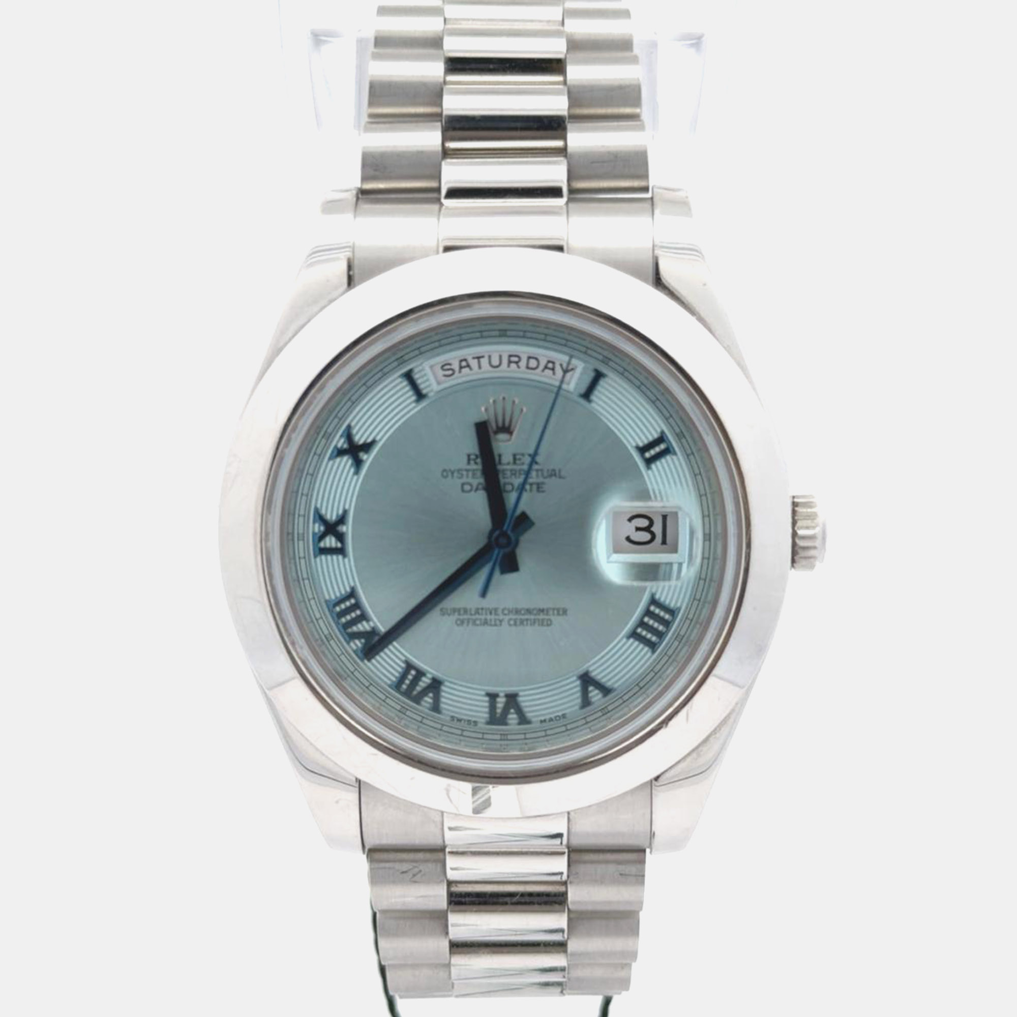 

Rolex Day-Date 218206 Ice Blue Platinum Automatic Men Wristwatch 41 MM
