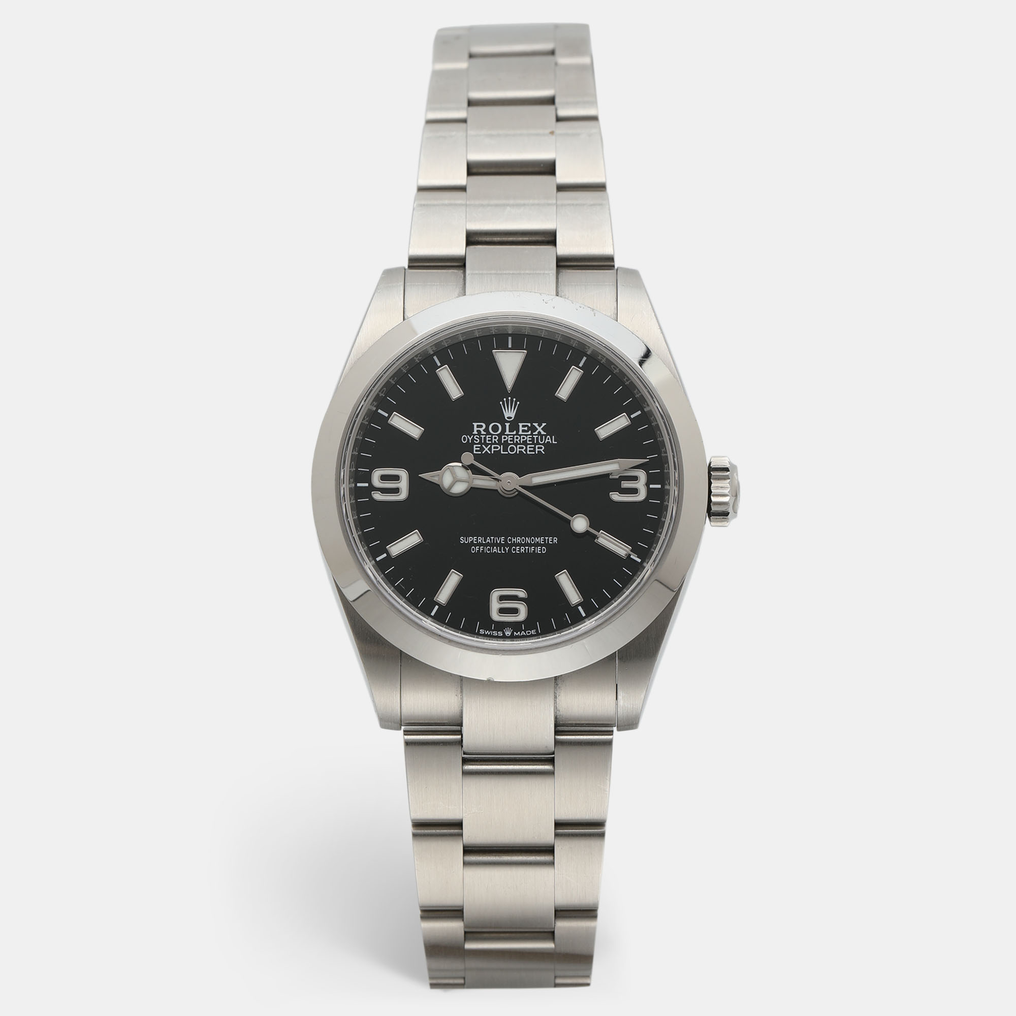 Rolex Explorer Black Dial Oystersteel Mens Wristwatch 40 mm