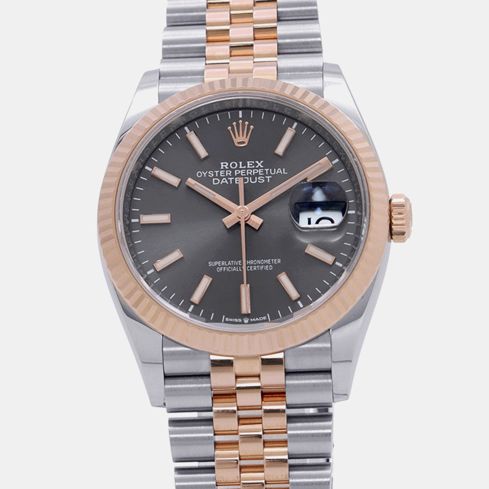 Rolex Datejust 126231 Slate Dial Stainless Steel 18k Everose Gold Automatic Womens Wristwatch 36mm