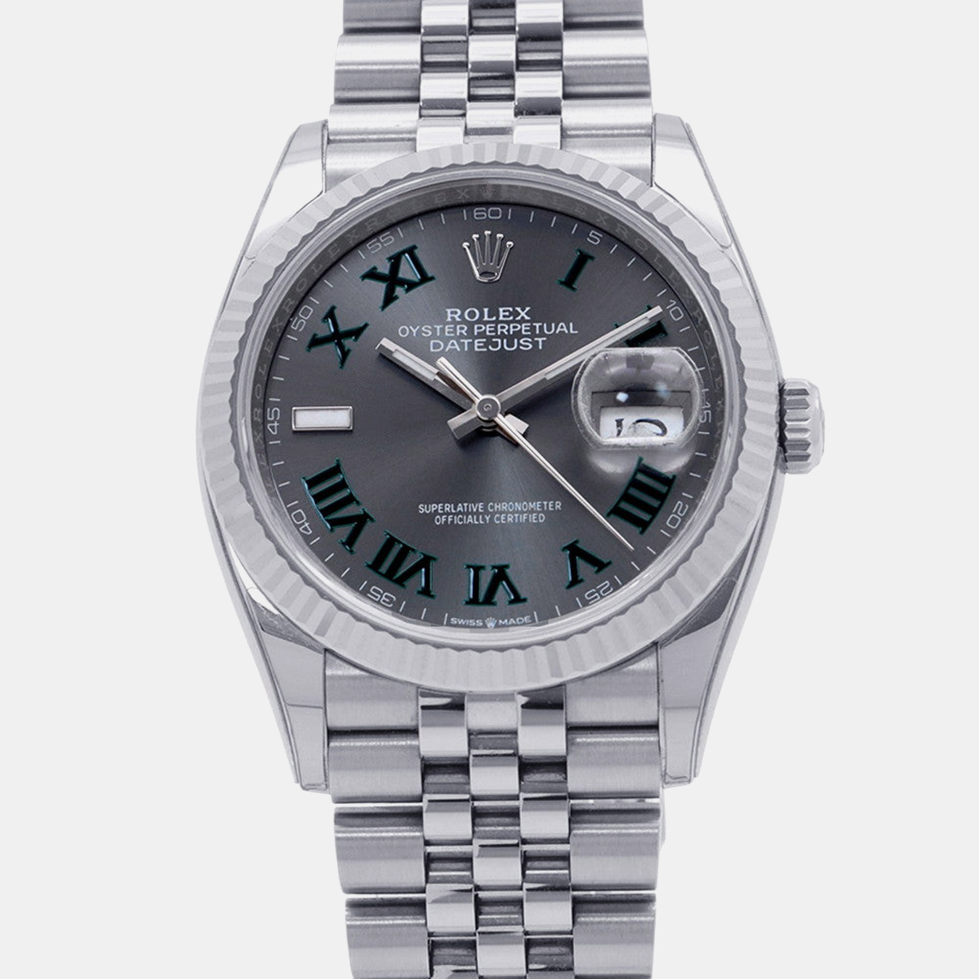 Rolex Datejust 126234 Slate 18K White Gold Stainless Steel Automatic Mens Wristwatch 36mm