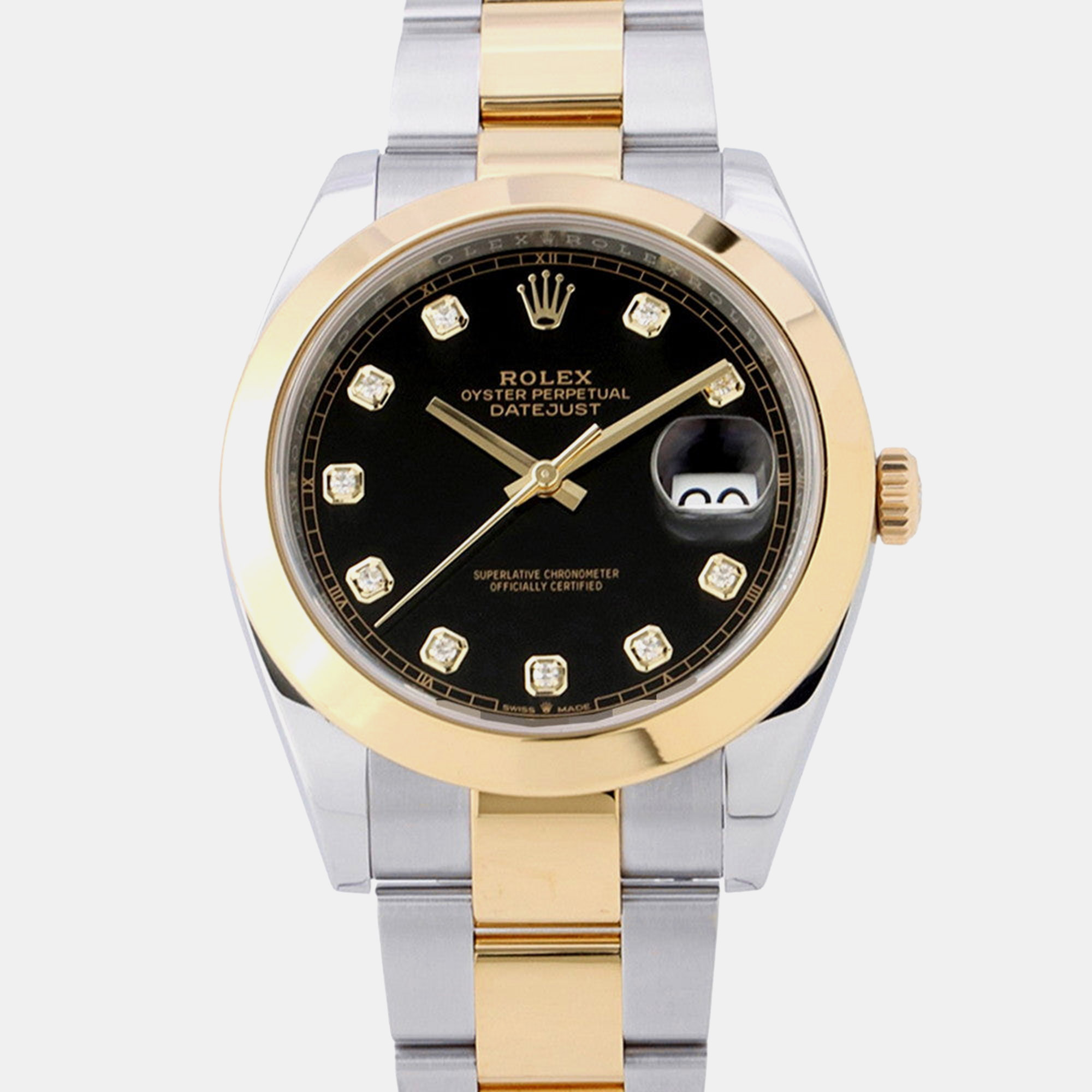 Rolex Datejust 126303G Black 18K Yellow Gold Stainless Steel Diamond Automatic Mens Wristwatch 41mm