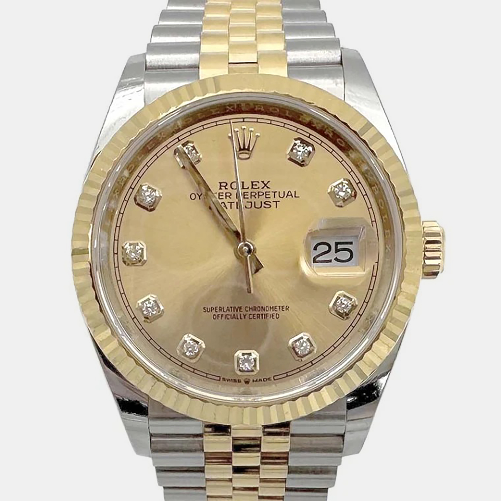 Rolex Datejust 126233 Gold 18K Yellow Gold Stainless Steel Diamond Automatic Mens Wristwatch 36mm