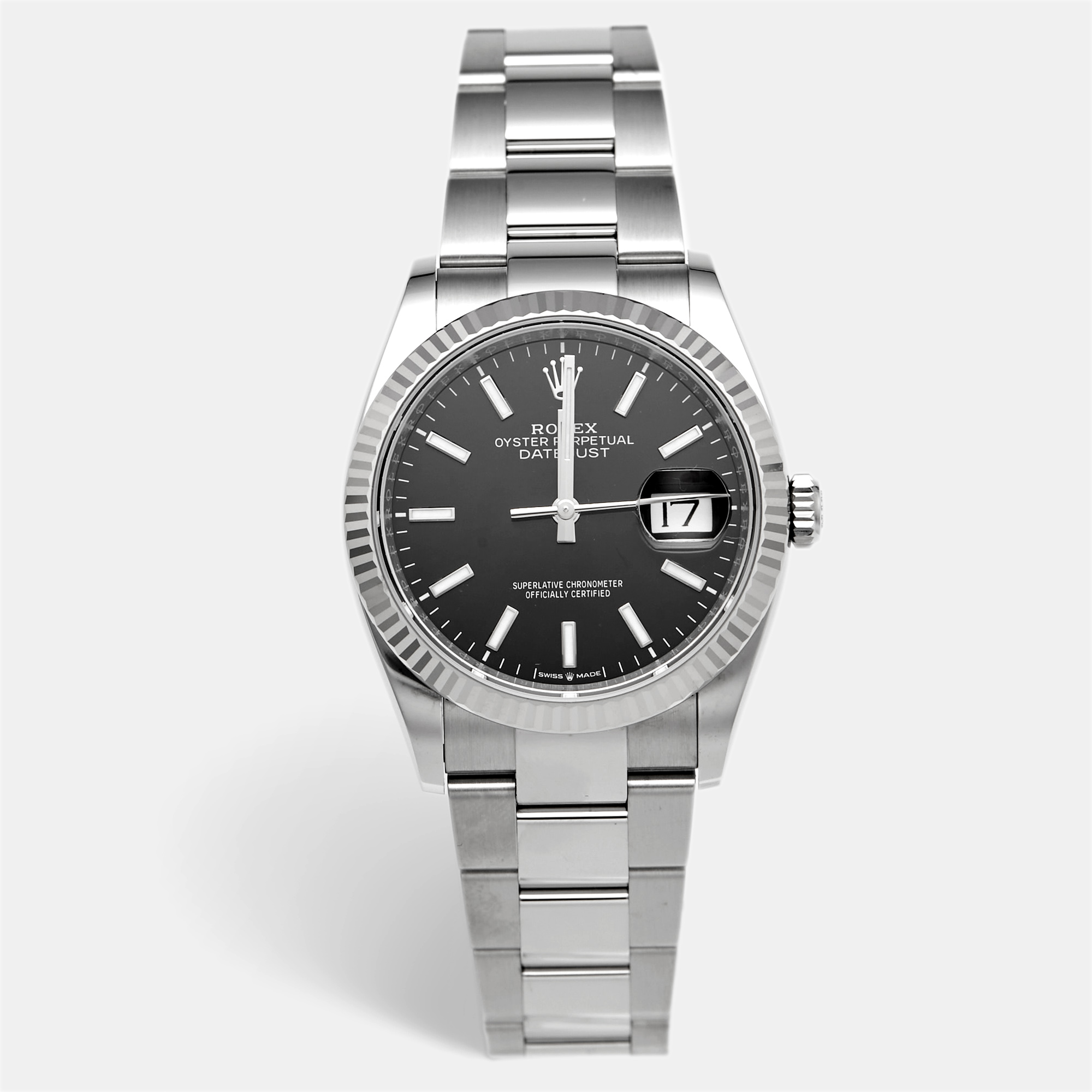 Rolex Datejust M1262340016 Black Dial 18k White Gold Oystersteel Mens Wristwatch 36 mm