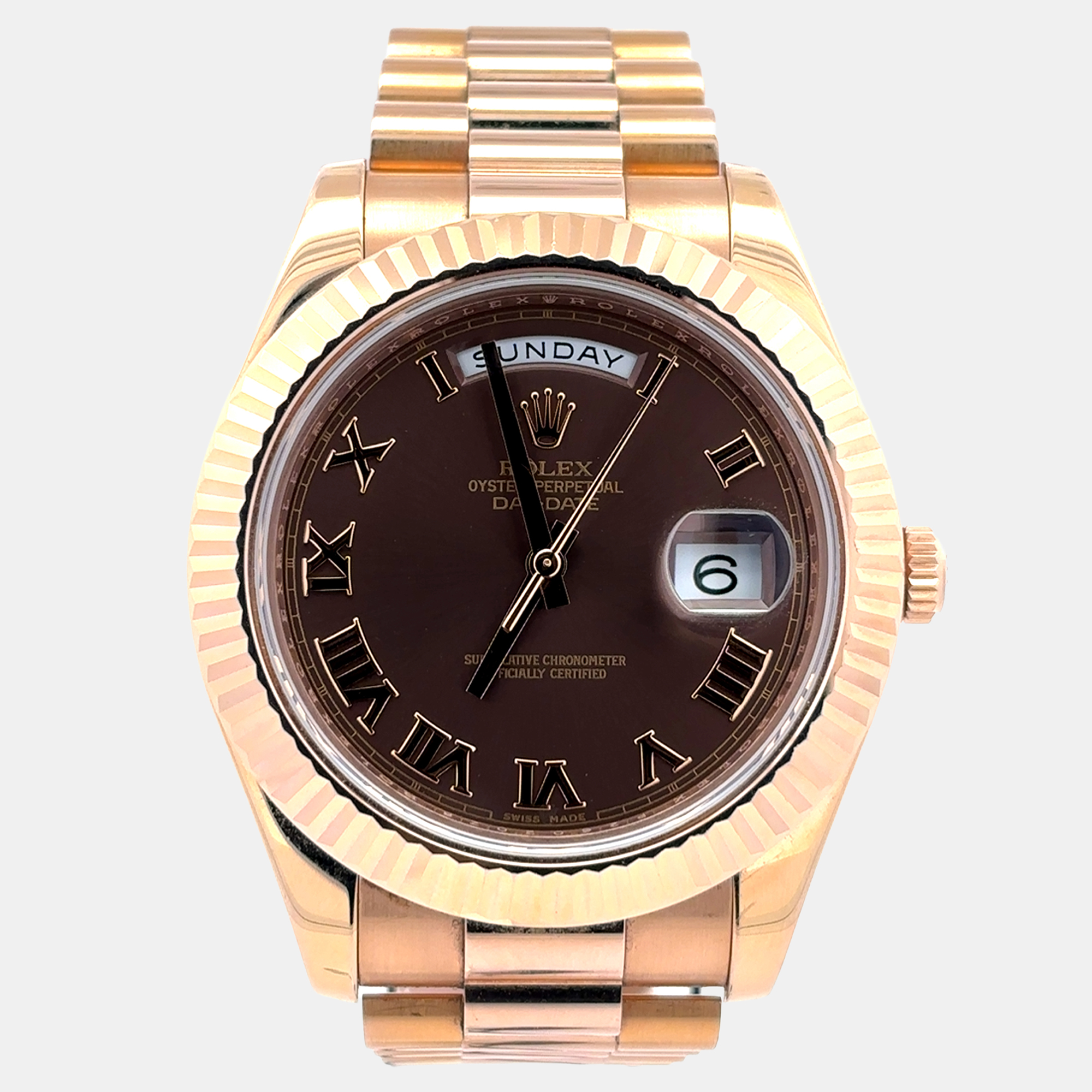 Rolex Day - Date President 218235 Brown Rose Gold Automatic Men's Wristwatch 31mm