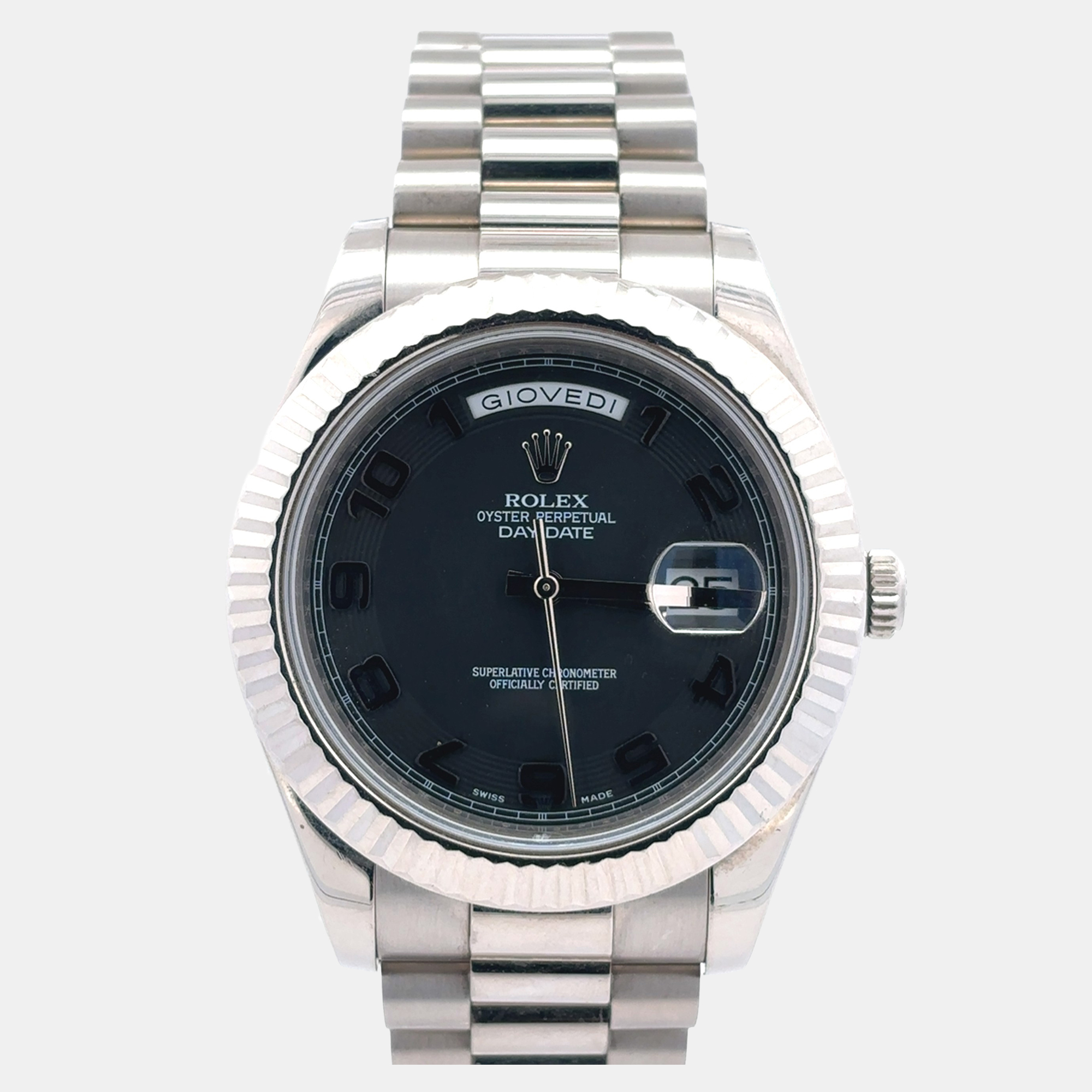 Rolex Day-Date II 218239 Grey White Gold Automatic Men's Wristwatch 41mm