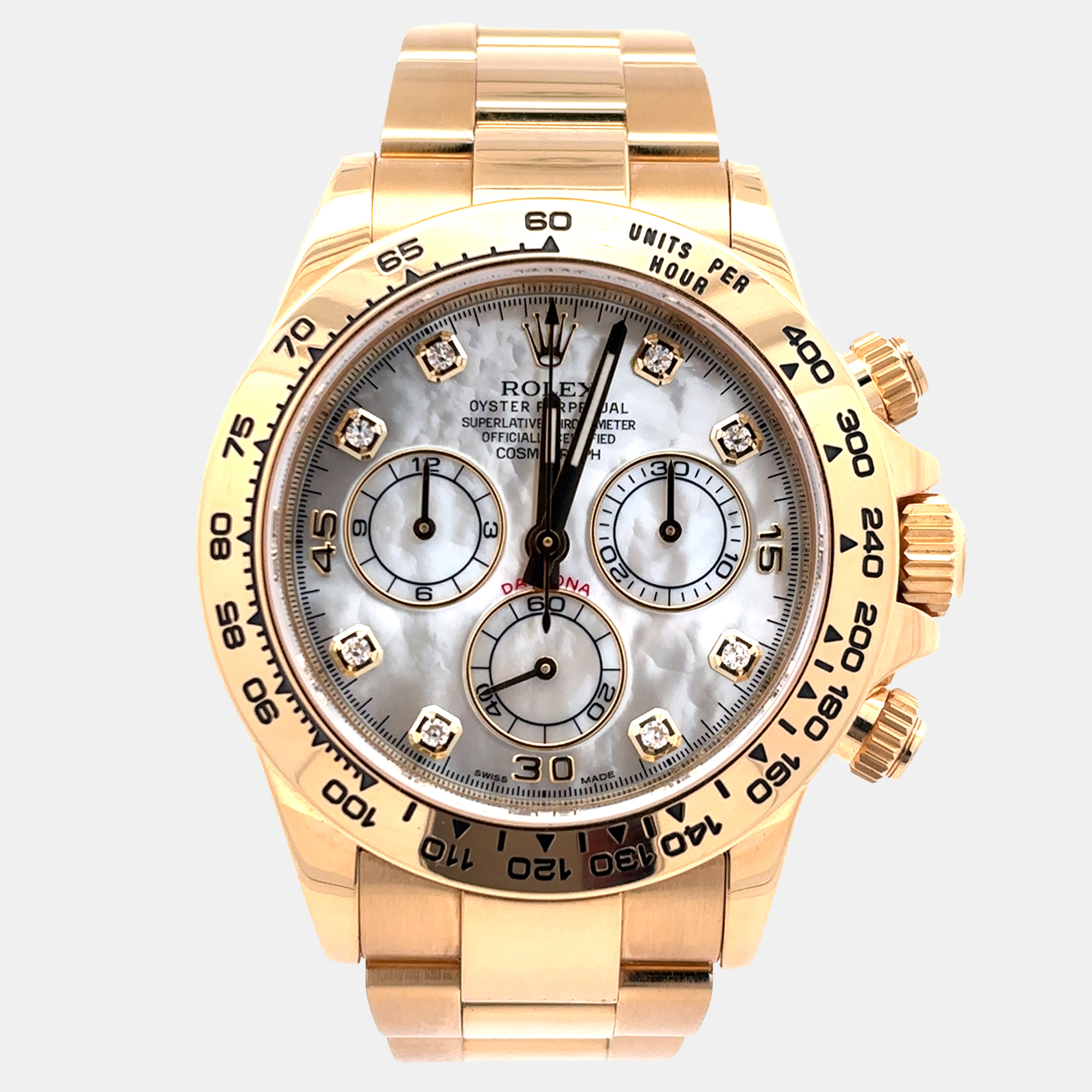Rolex Daytona 116508 Mother Of Pearl Yellow Gold Automatic Men's Wristwatch 40mm