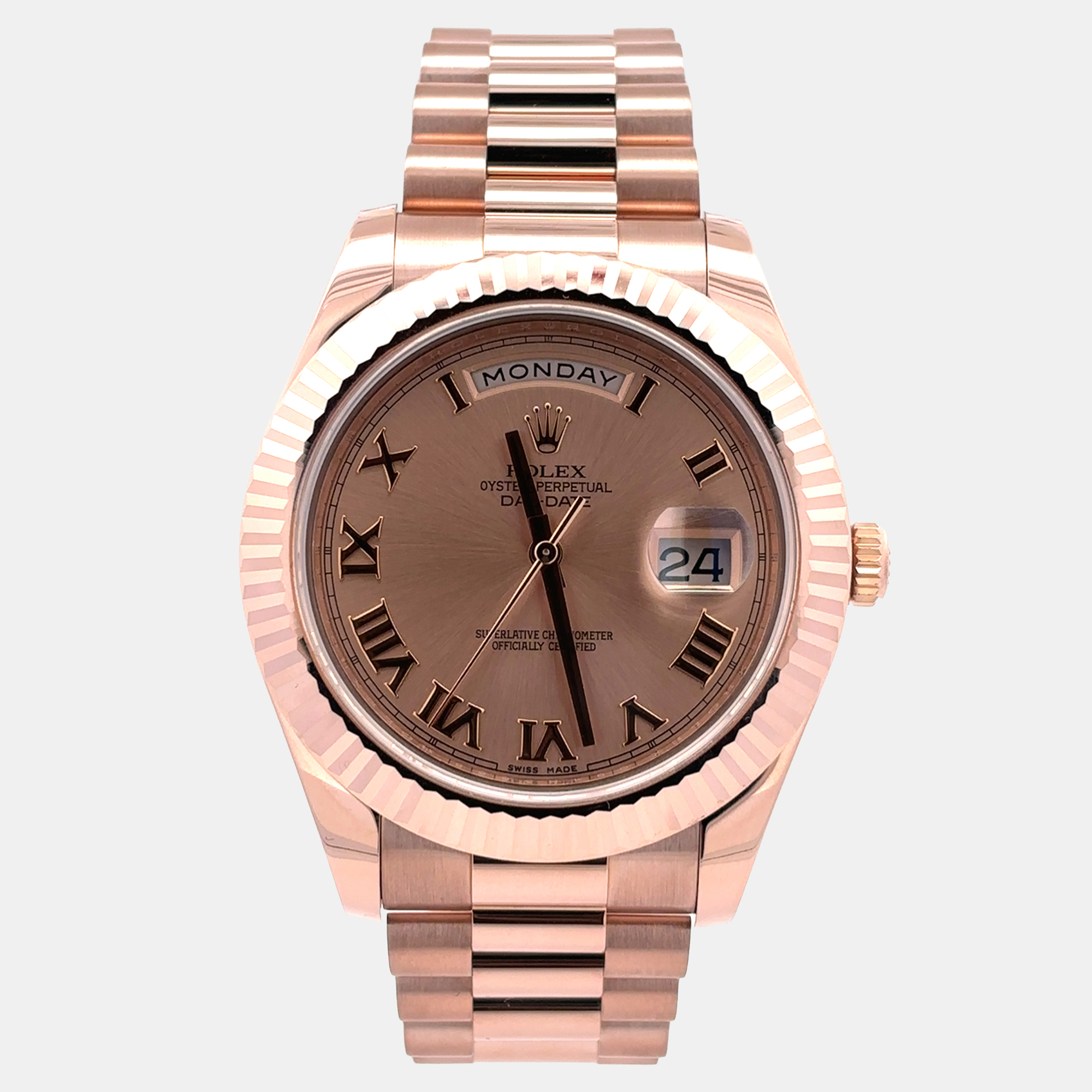 Rolex Day-Date II 218235 Champagne Rose Gold Automatic Men's Wristwatch 41mm