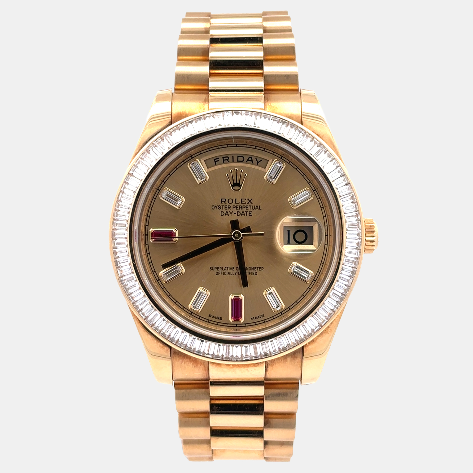 Rolex Day-Date II 218398BR Champagne Yellow Gold Automatic Men's Wristwatch 41mm