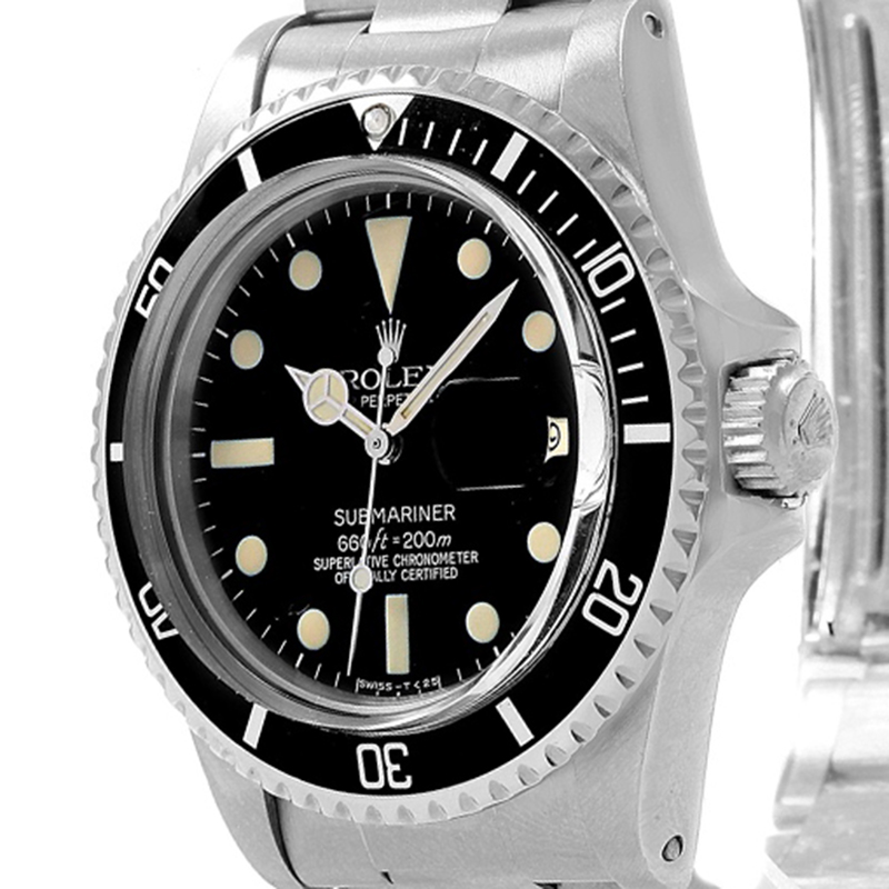 

Rolex Black Stainless Steel Submariner Vintage Men's Wristwatch