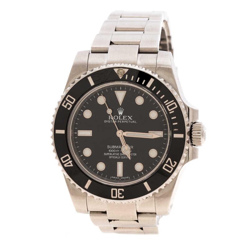Pre Owned Rolex Black Stainless Steel Oyster Perpetual Submariner 114060 Men's Wristwatch 40 mm