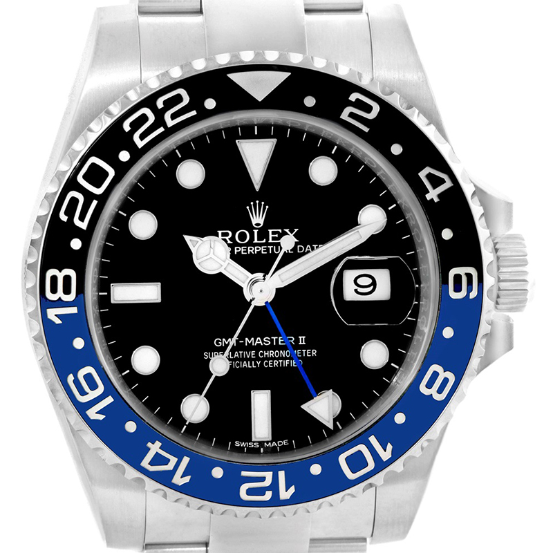 

Rolex Black Stainless Steel GMT Master II Men's Wristwatch