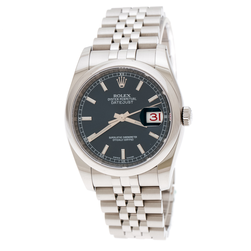 مملوكة مسبقًا Rolex Blue Stainless Steel Datejust 36 116200BLSO Men's Wristwatch 36 mm
