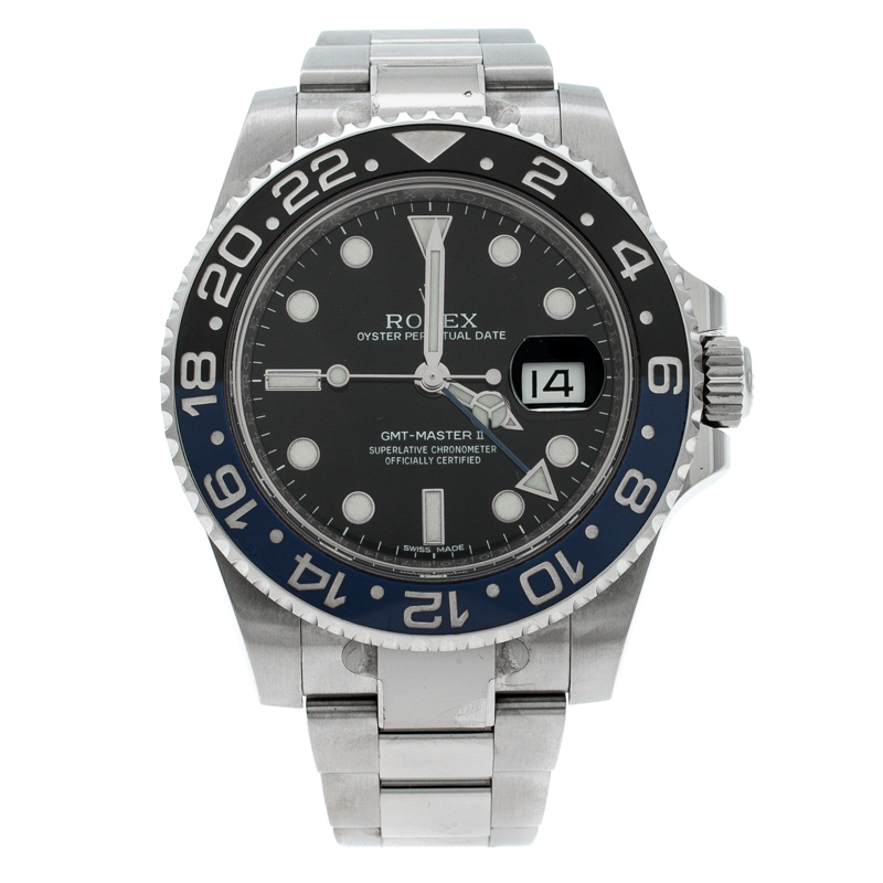 Pre Owned Rolex Black Stainless Steel GMT-Master II 'Batman' 116710 Men's Wristwatch 40 mm
