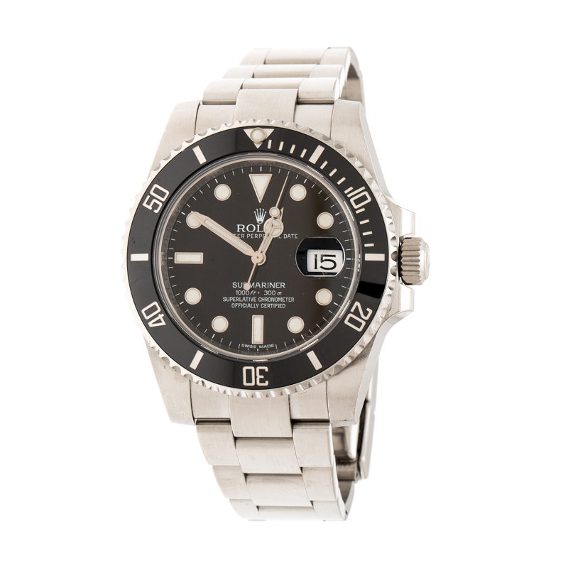 Rolex Black Stainless Steel Submariner Men's Wristwatch 40 mm