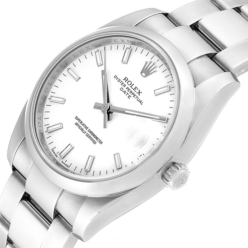 

Rolex White Stainless Steel Date
