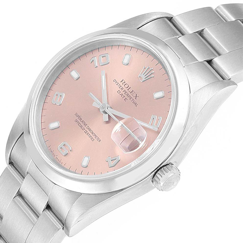 

Rolex Salmon Pink Stainless Steel Date