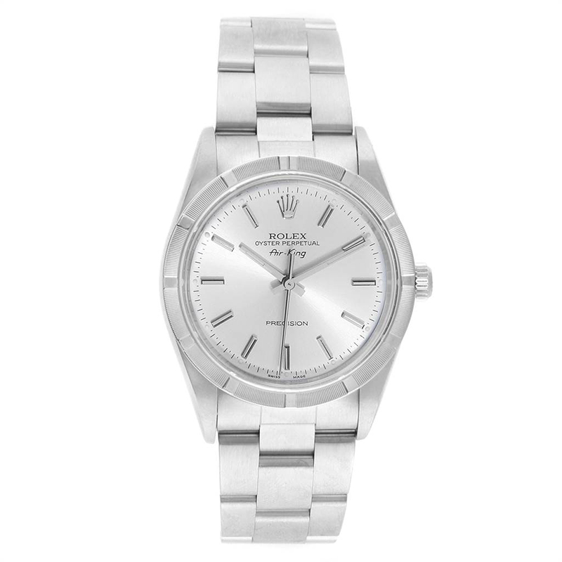 مملوكة مسبقًا Rolex Silver Stainless Steel Air King 14010 Men's Wristwatch 34MM