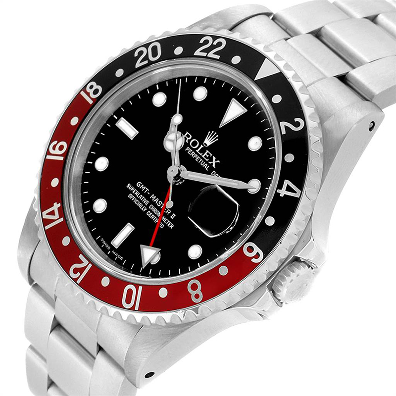

Rolex Black Stainless Steel GMT Master II Red Coke