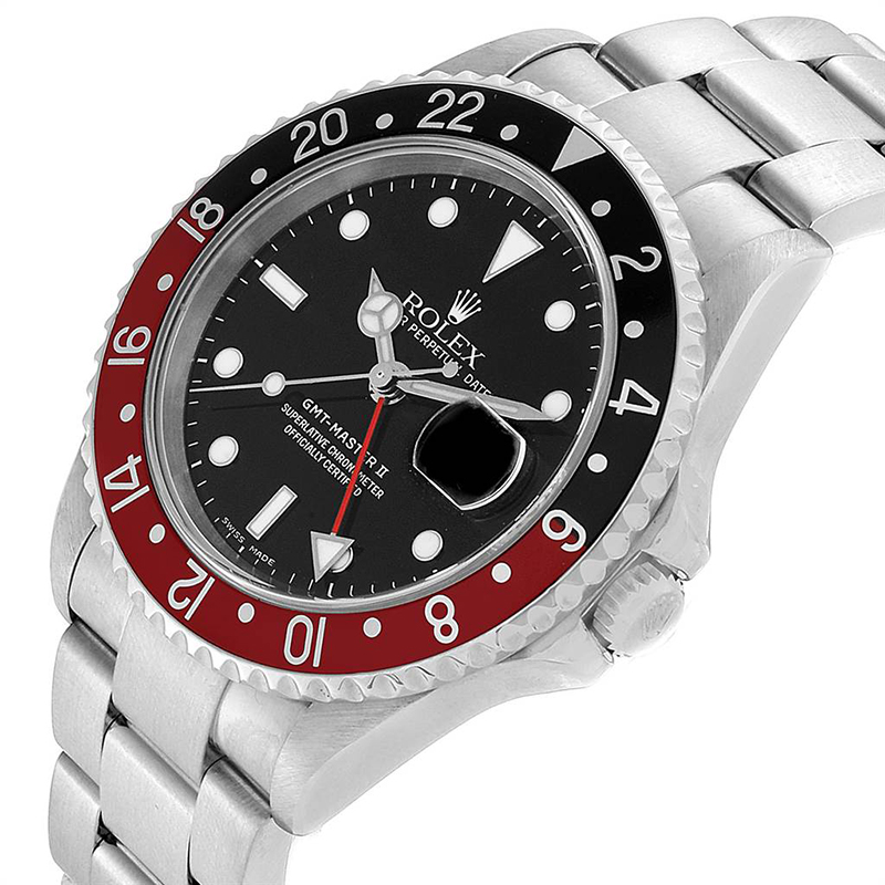 

Rolex Black Stainless Steel GMT Master II Red Coke