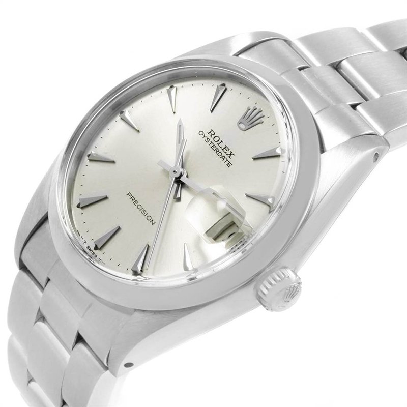 

Rolex Silver Stainless Steel Oyster Date Precision