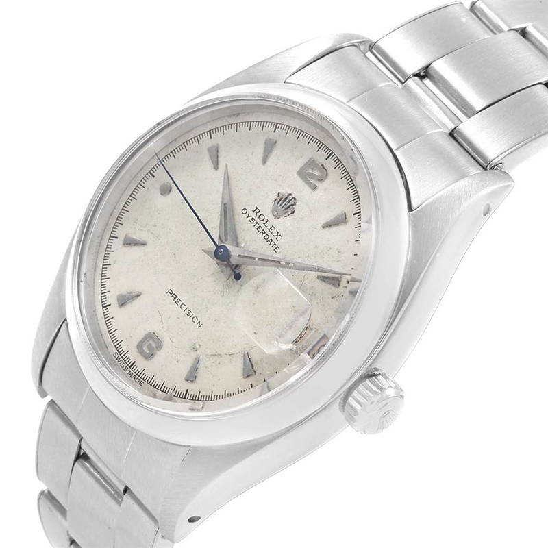 

Rolex Matte Silver Stainless Steel Oyster Date Precision