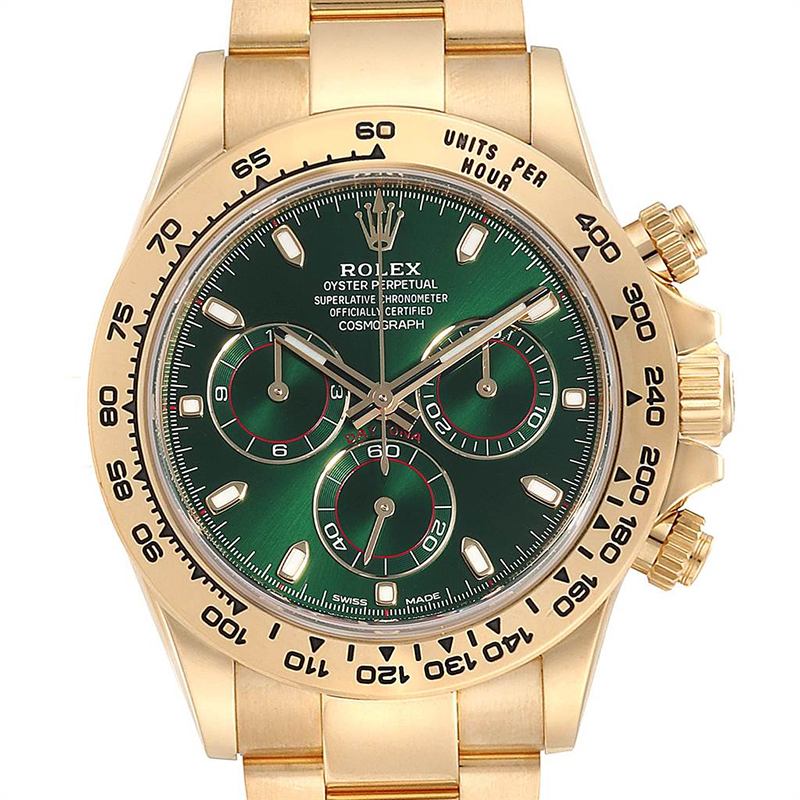 Rolex Green 18K Yellow Gold and Stainless Steel Daytona 116508 Men's W...