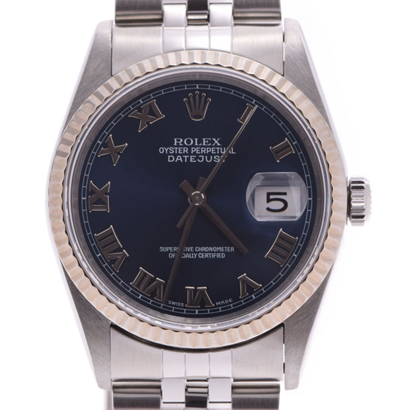 

Rolex Blue White Gold and Stainless Steel Roman Dial