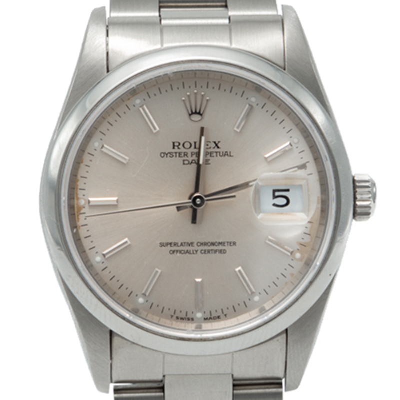 

Rolex Silver Oyster Date Crystal Stainless Steel Watch