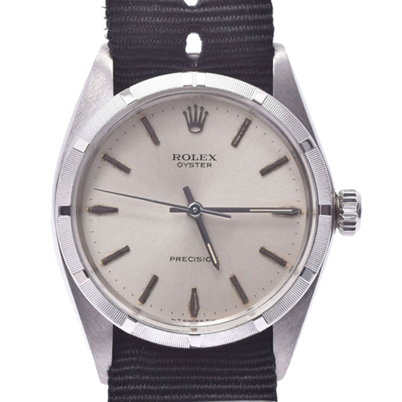 

Rolex Silver Stainless Steel and Nylon Precision