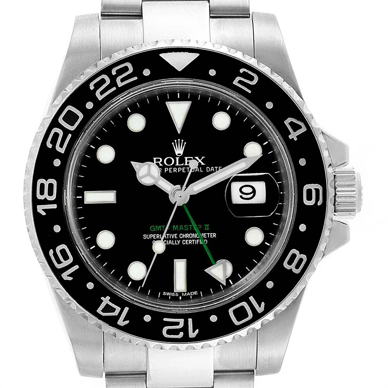 

Rolex Black Stainless Steel GMT Master II