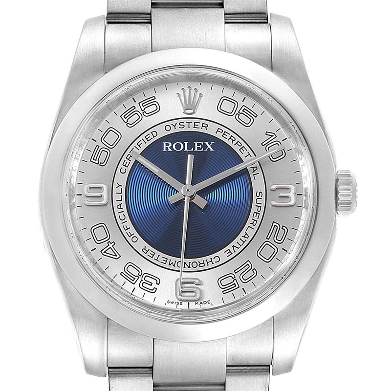 

Rolex Silver/Blue Stainless Steel Oyster Perpetual