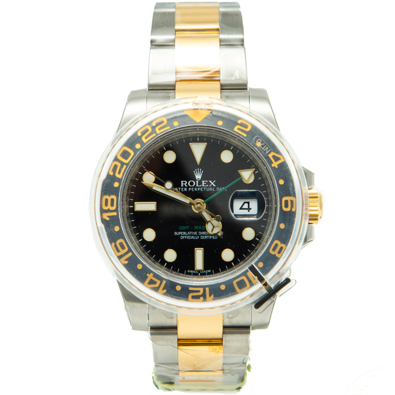 مملوكة مسبقًا Rolex GMT Master Ii Steel & Yellow Gold Black Dial & Bezel Men's Watch 40MM