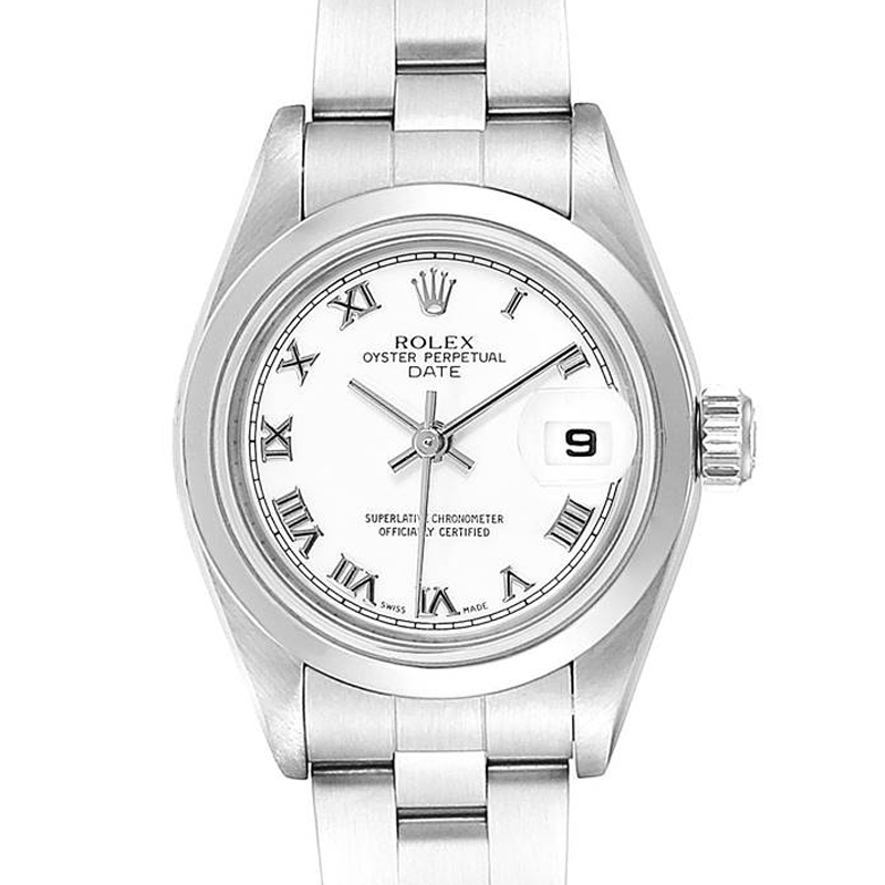 

Rolex White Stainless Steel Date