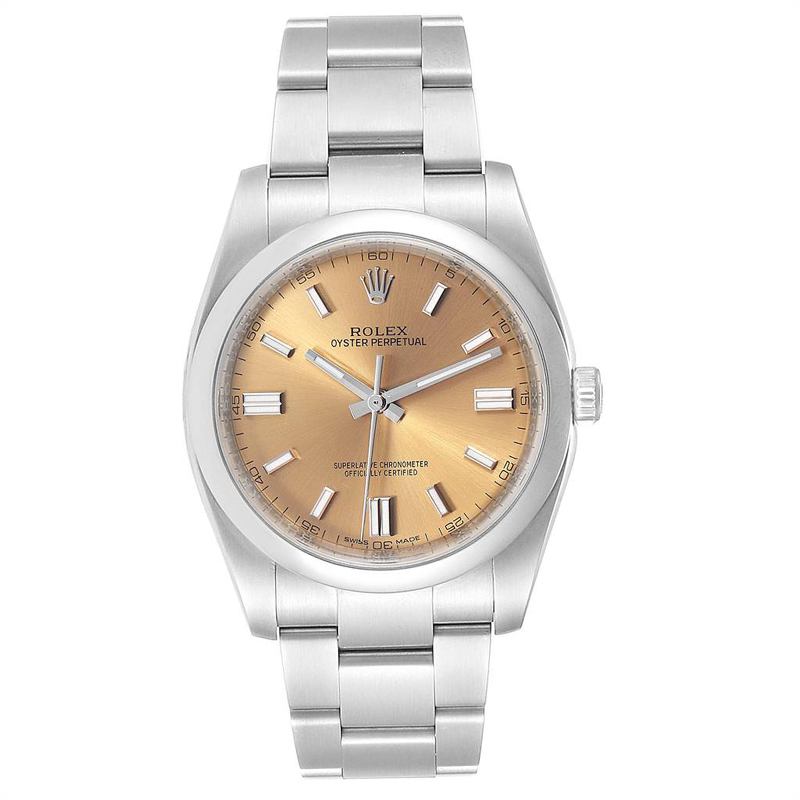 Pre-owned Rolex White Grape Stainless Steel Oyster Perpetual 116000 Men ...