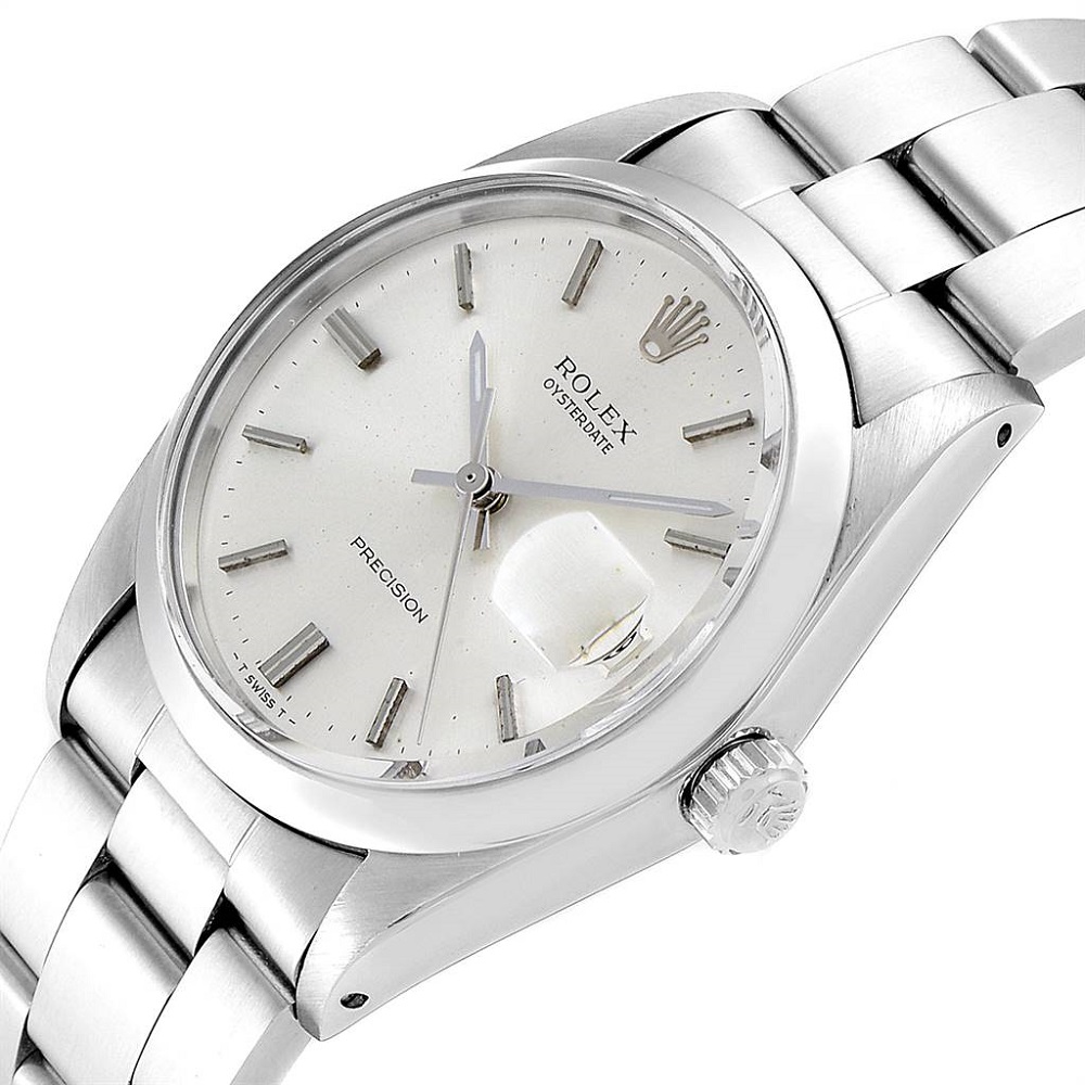 

Rolex Silver Stainless Steel Oyster Date Precision