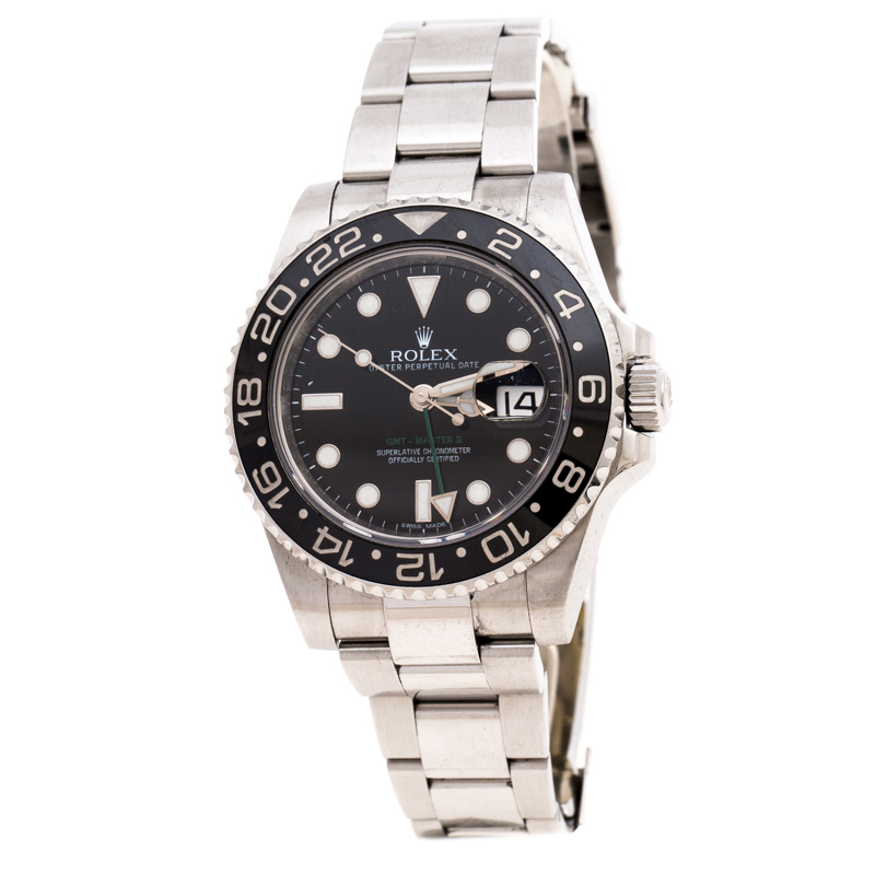 Pre Owned Rolex Black Cerarmic Stainless Steel 116710LN GMT-Master II Men's Wristwatch 40 mm